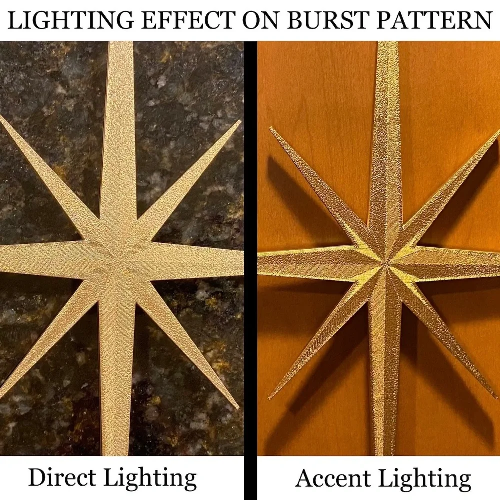 Mid Century Modern Elongated Pointed Starbursts - 3D printed - 4 PACK -Gold - Picture 4 of 4